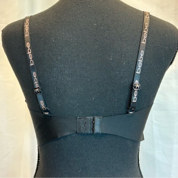 BEBE black logo strap bra Sz 36D - Picture 4 of 7